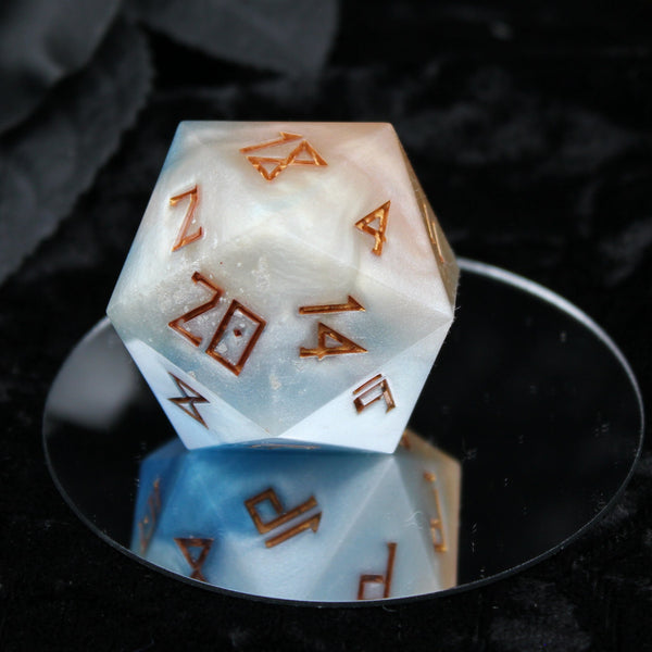 Pastel Shimmer d20 - 40mm Resin Gaming Die - Runic Font - **Second Quality**