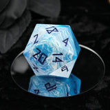 Ocean Vibes d20 - 40mm Resin Gaming Die - Runic Font - **Second Quality**