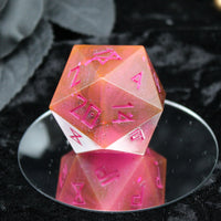 Fuchsia Storm d20 - 40mm Resin Gaming Die - Runic Font - **Second Quality**