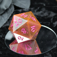 Fuchsia Storm d20 - 40mm Resin Gaming Die - Roman Font - **Second Quality**