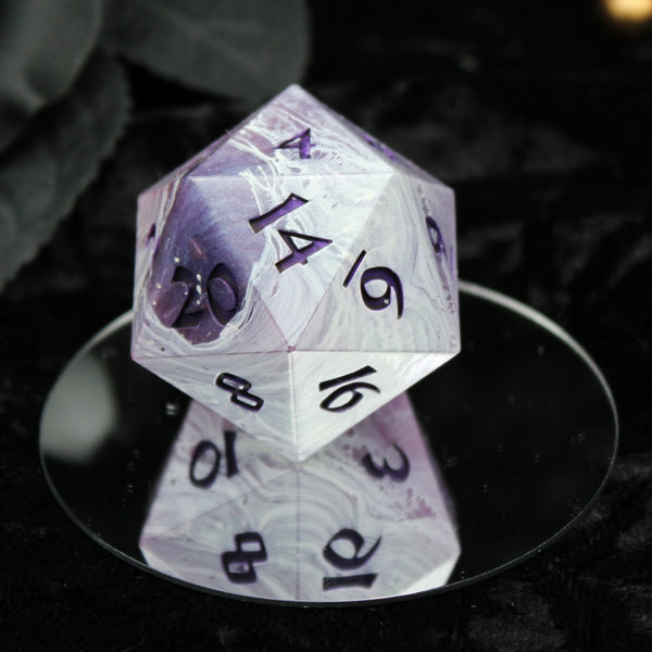 Lavender Dreams d20 - 40mm Resin Gaming Die - Roman Font - **Second Quality**