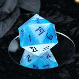 Ocean Vibes d20 - 40mm Resin Gaming Die - Runic Font - **Second Quality**