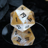 Creamy Gold d20 - 40mm Resin Gaming Die - Runic Font - **Second Quality**